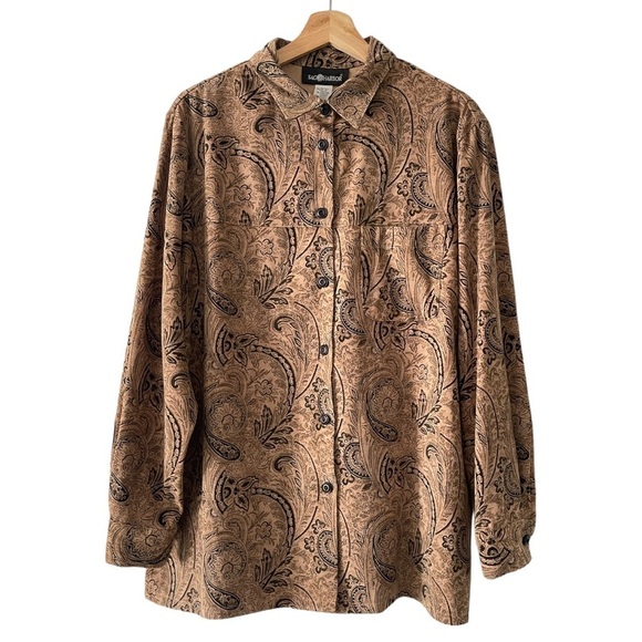 Vintage‎ Sag Harbor Brown Paisley Button Up Shirt Jacket 14 - Picture 1 of 7